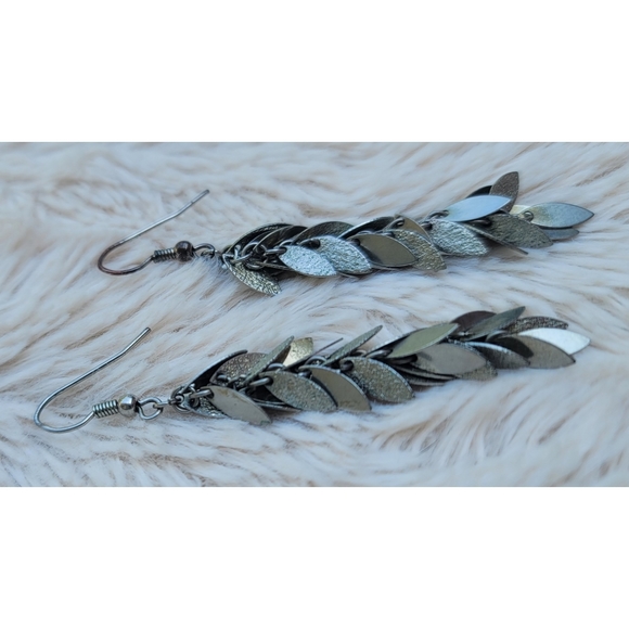 Linear Leaf Drop Earrings - Picture 15 of 17